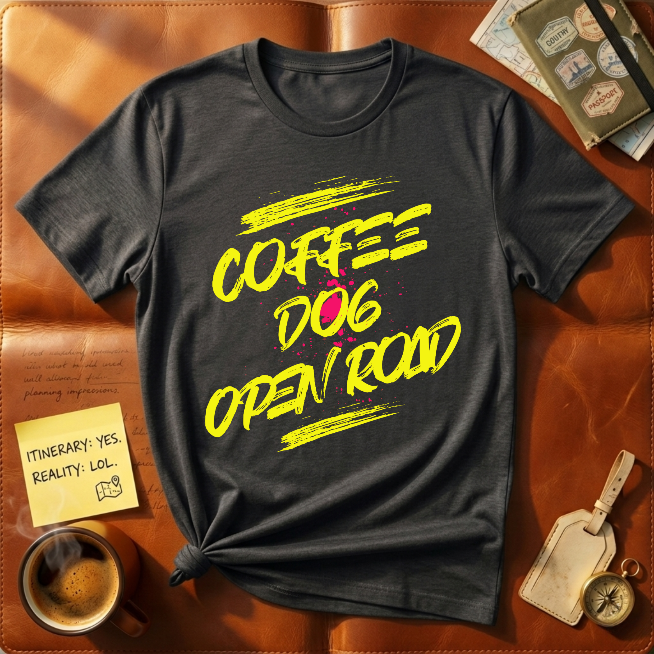 Coffee Dog Open Road Bold T-Shirt