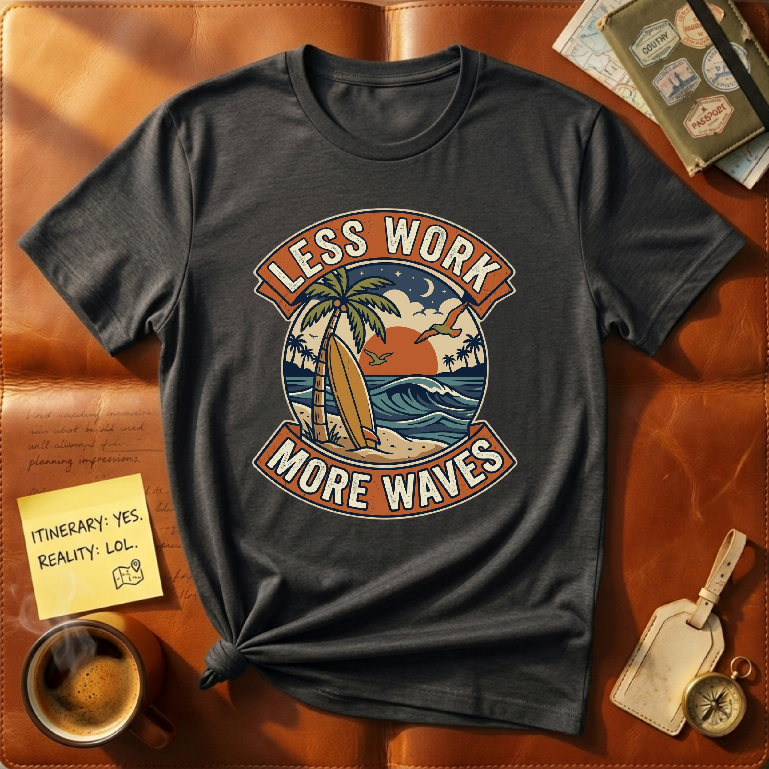 Less Work More Waves T-Shirt
