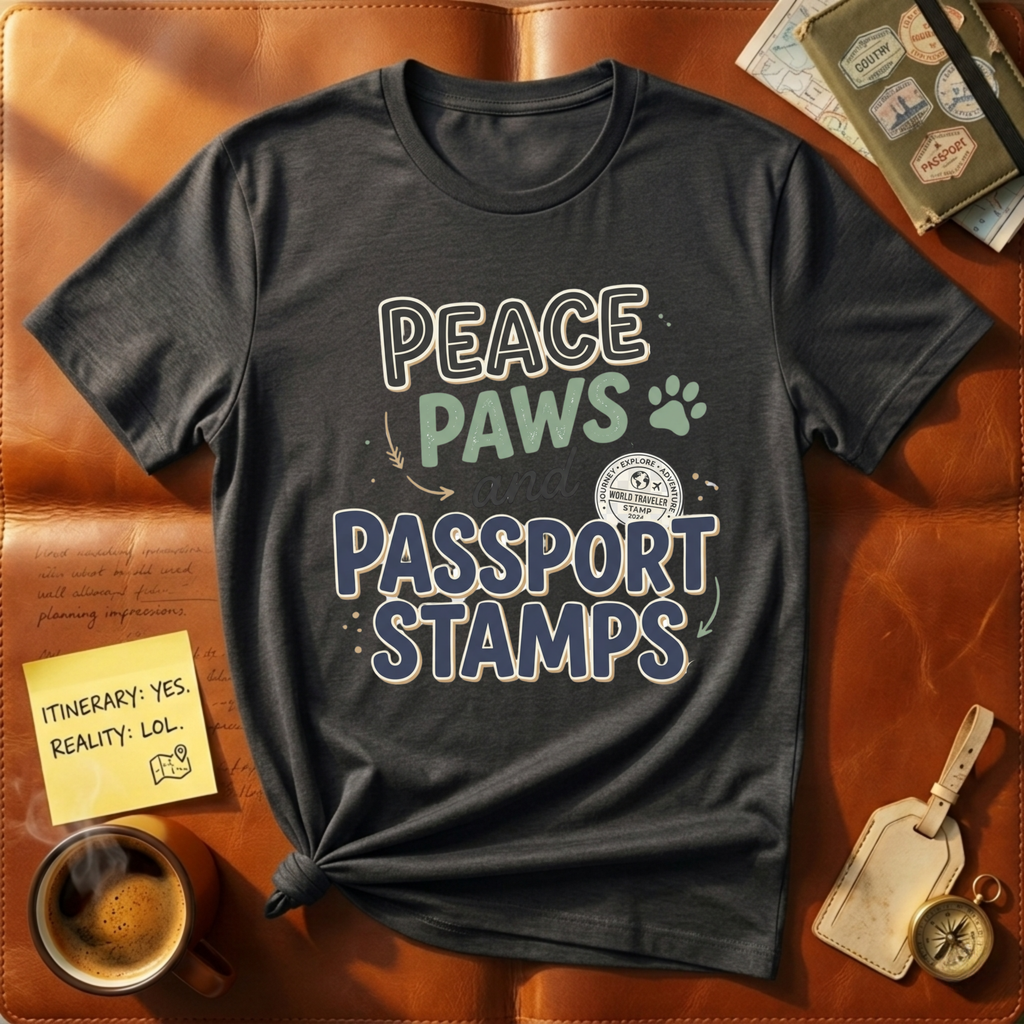 Peace, Paws & Passport Stamps T-Shirt