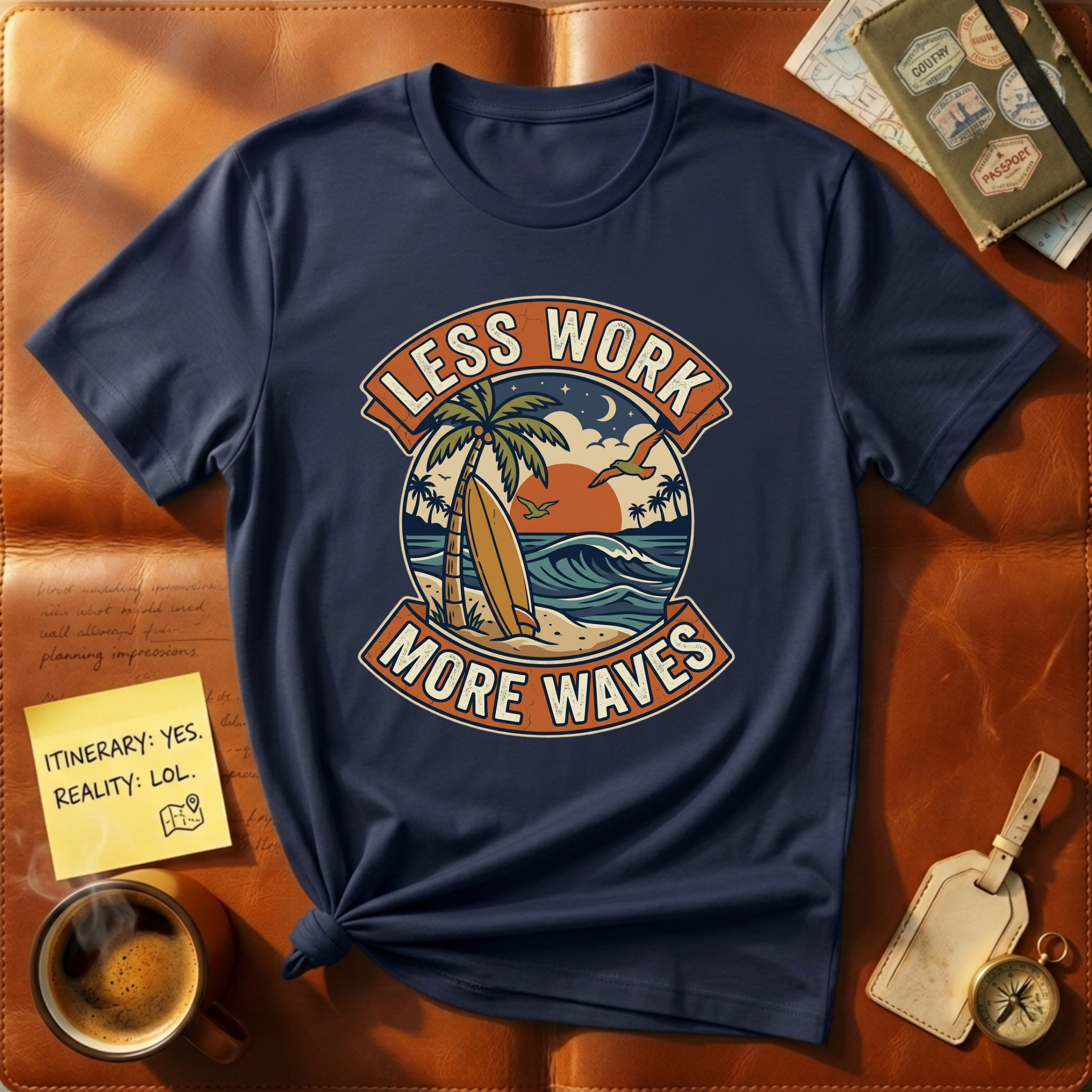 Less Work More Waves T-Shirt
