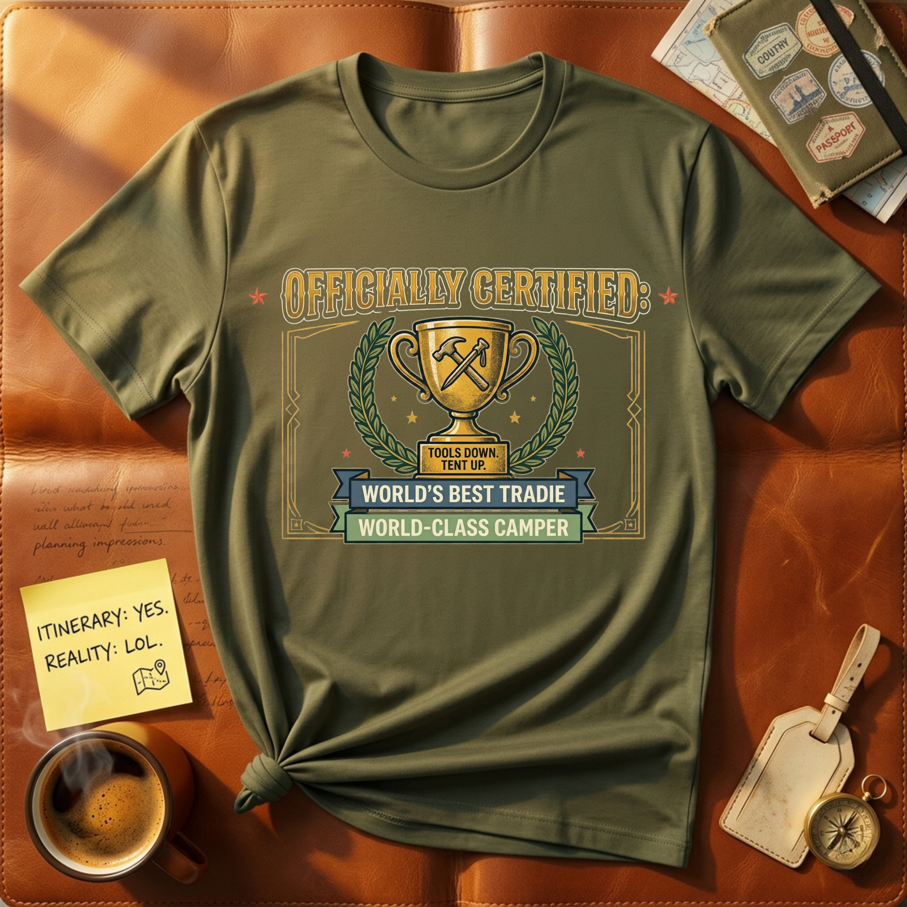 Officially Certified World's Best Tradie & Camper T-Shirt