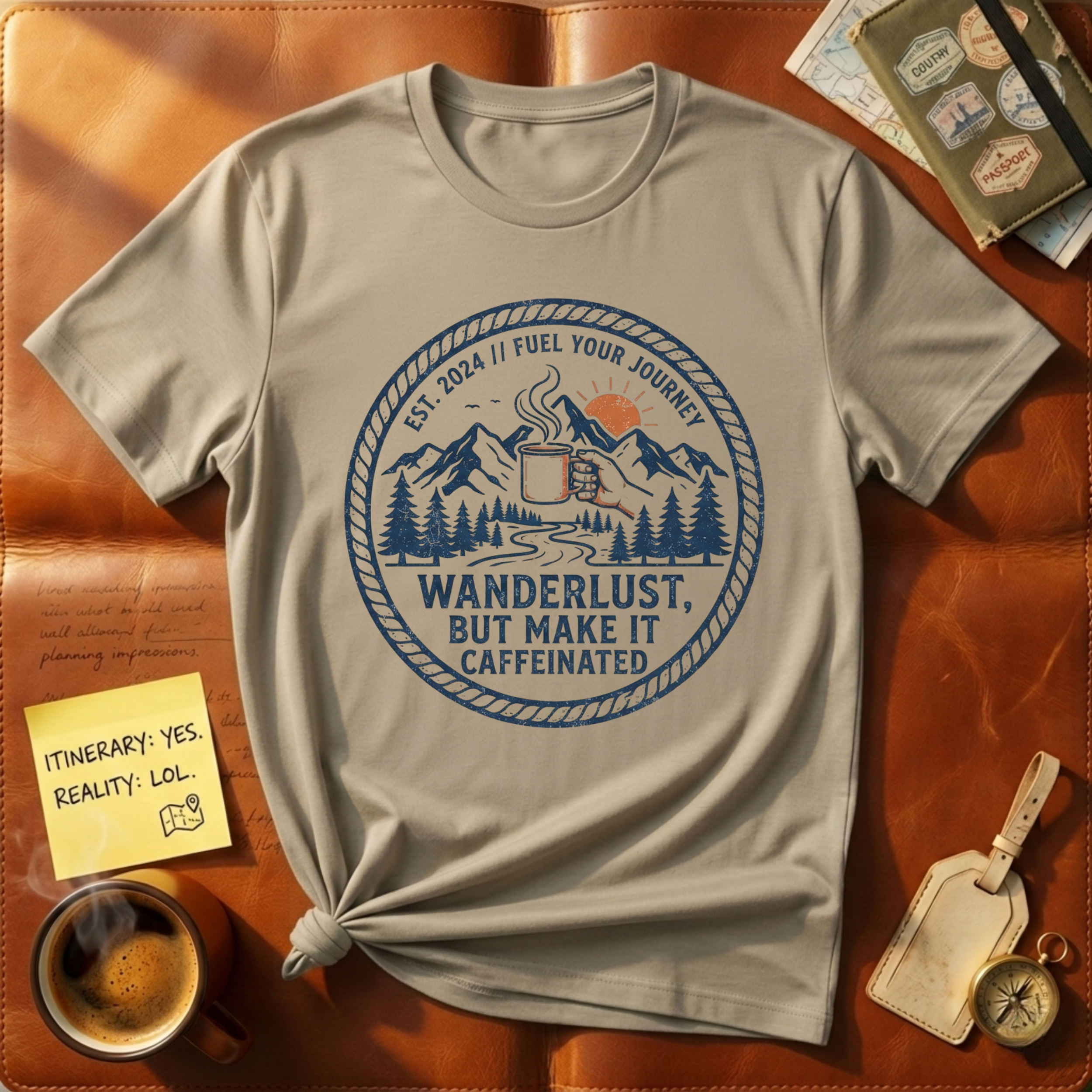 Caffeinated Wanderlust T-Shirt