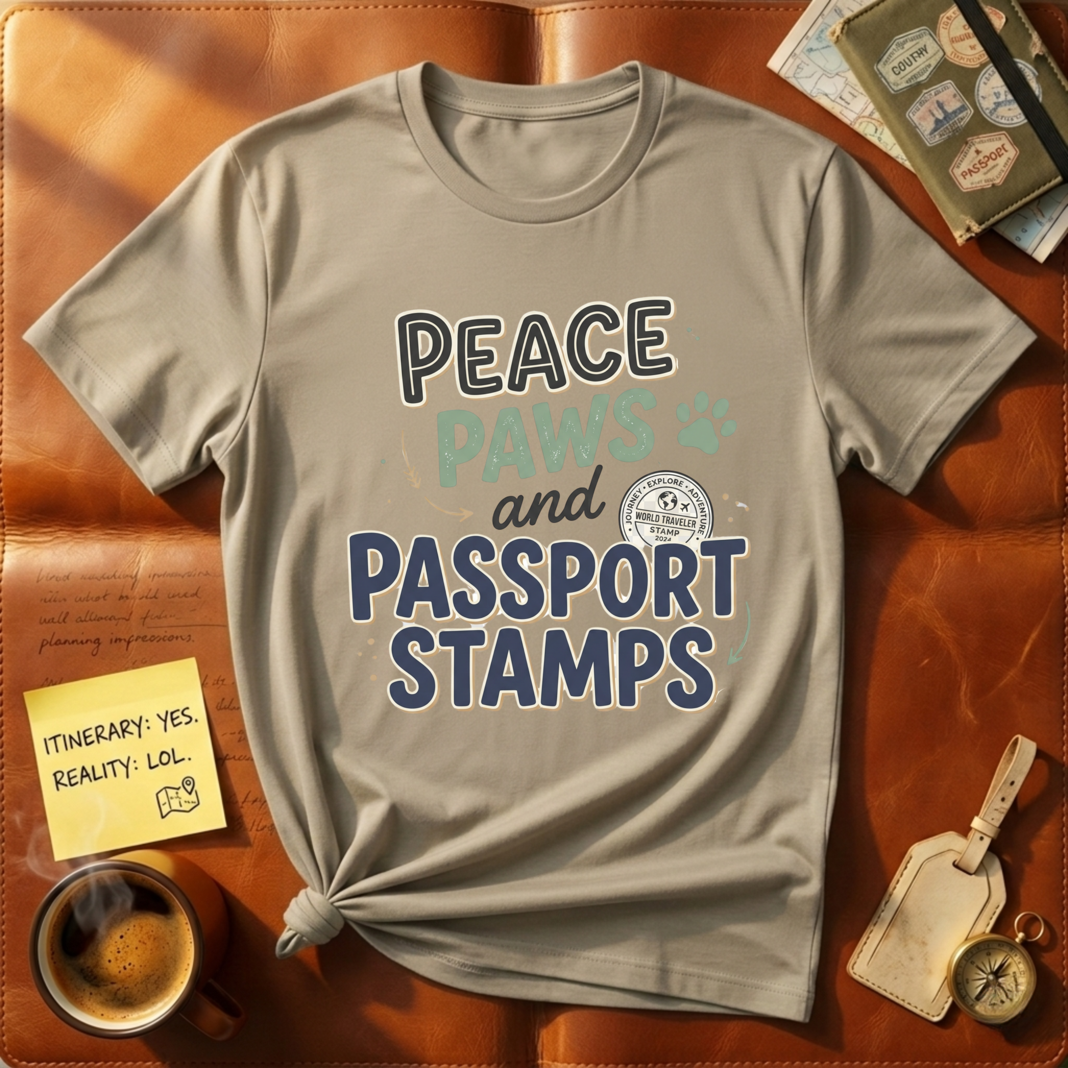 Peace, Paws & Passport Stamps T-Shirt
