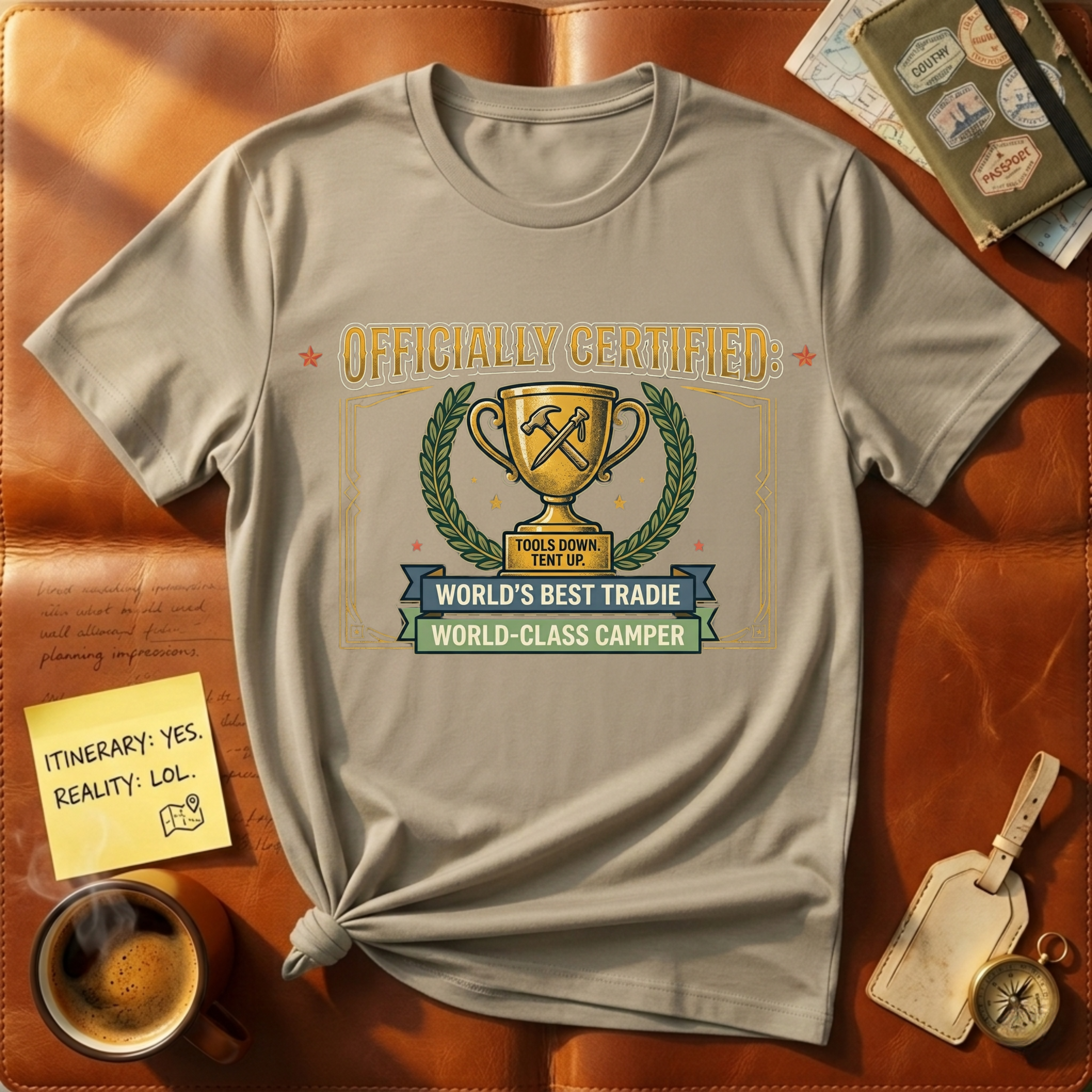 Officially Certified World's Best Tradie & Camper T-Shirt